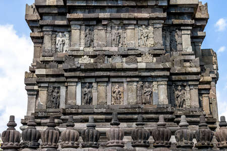 Bas-reliefs in Prambanan temple near Yogyakarta on Java island, Indonesiaのeditorial素材