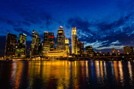 Singapore Skyline at Dusk january 2012の写真素材