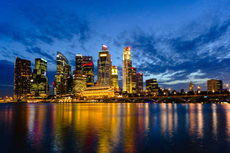 Singapore Skyline at Dusk january 2012の写真素材