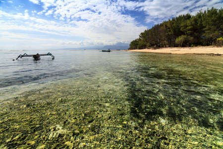 Local fishing boat  Gili Meno, Lombok, Indonesiaの写真素材