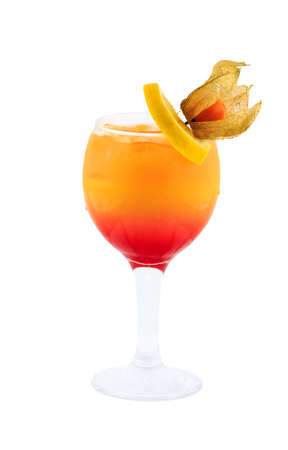 Tequila sunrise cocktail isolated with clipping path on white backgroundの写真素材