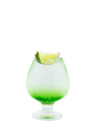 Apple italian Soda with lime isolated with clipping path on white backgroundの写真素材