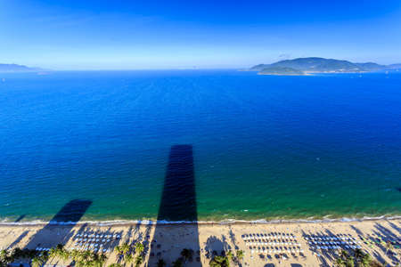 Aerial view over beach Nha Trang city, Vietnam taken from rooftopの写真素材