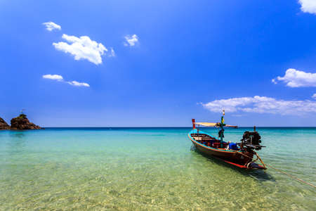 Local Traditional boat at Banana Beach, Phuket, Thailandの写真素材