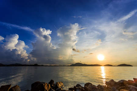 Magic colorful sunrise at Saphan Hin Phuket Thailandの写真素材