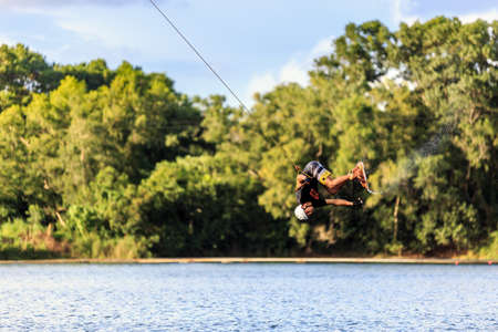 Man Wakeboarding. Jumping. Phuket, Thailandの写真素材