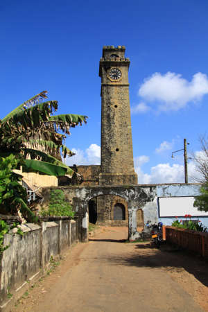 The clock tower in Fort Gale at Sri Lanka. Vertical orientationの写真素材