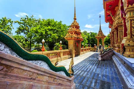 Wat Chalong temple at sunny morning Phuket Thailandの写真素材