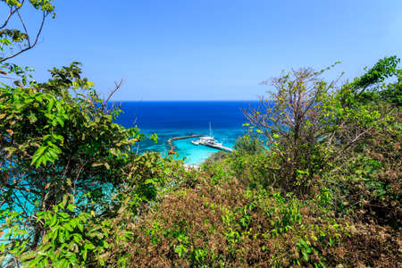 Top view of Pier with boat at Koh Maiton island,  Phuket,Thailandの写真素材