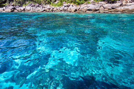 Exotic Andaman sea surface summer landscape with blue sky. Indian ocean, Thailandの写真素材
