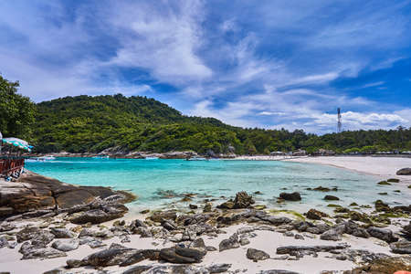 Woderful beautiful tropical beach at morning in Thailandの写真素材