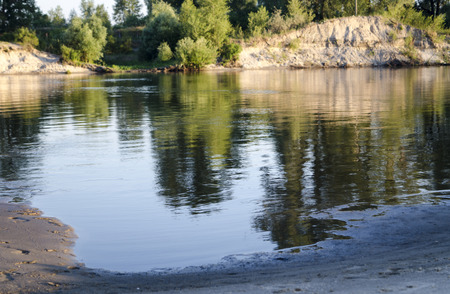 The current river near the forestの写真素材