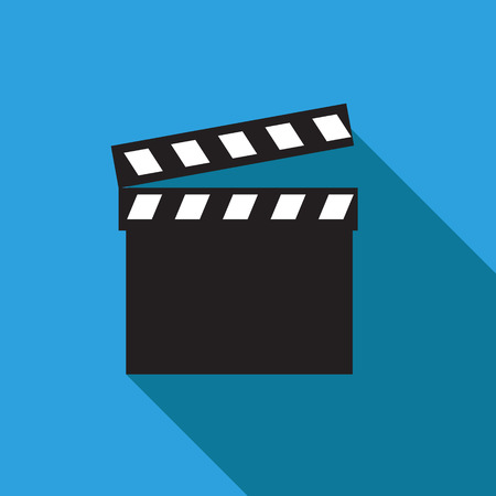 Movie clapper. Clapper board icon. Film frame, vector illustration. Flat style icon with long shadow.のイラスト素材
