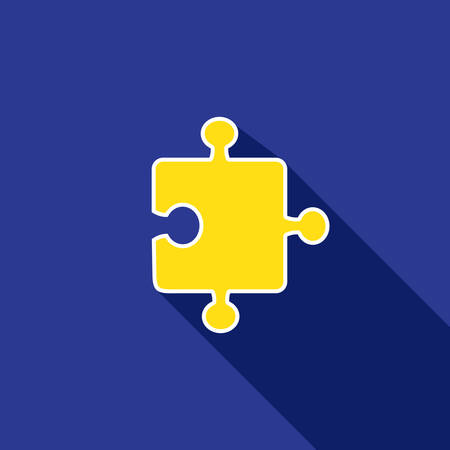 Bright yellow pazzle parts in flat style with long shadow. Vector illustration.のイラスト素材