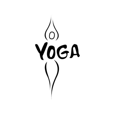 Yoga logo abstract design template linear style health spa meditation harmony logotypeのイラスト素材