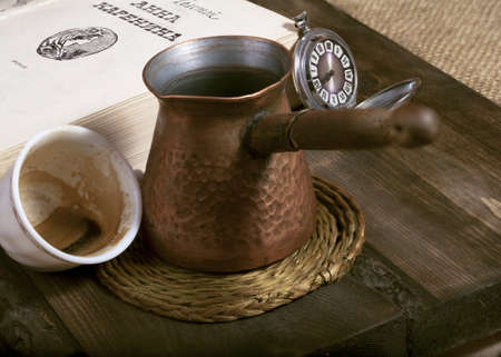 antique table with a book の写真素材