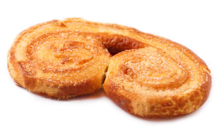 puff pastry cookies isolated on whiteの写真素材