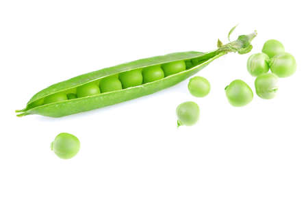 Ripe green peas isolated on a whiteの写真素材