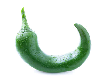 Fresh chilli peppers closeup on white.の写真素材