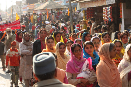 BANBASA, INDIA - JANUARY 9: Social demonstration of Sikhs and Hindus for better conditions of work, January 9, 2009 in Banbasa, India.のeditorial素材
