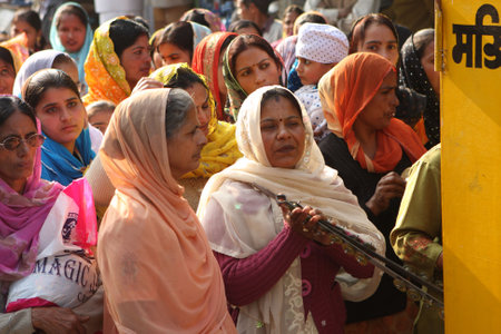 BANBASA, INDIA - JANUARY 9: Social demonstration of Sikhs and Hindus for better conditions of work, January 9, 2009 in Banbasa, India.のeditorial素材