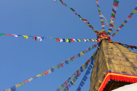 KATHMANDU, NEPAL - JANUARY 3: Boudha Stupa, although tourism brings hard currency, the tiny nation to be one of the poorest in the world, January 3, 2009 in Kathmandu, Nepal.のeditorial素材
