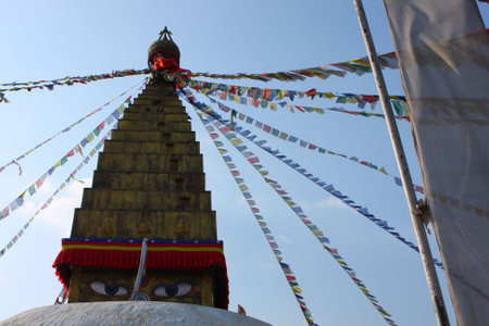 KATHMANDU, NEPAL - JANUARY 3: Boudha Stupa, although tourism brings hard currency, the tiny nation to be one of the poorest in the world, January 3, 2009 in Kathmandu, Nepal.のeditorial素材
