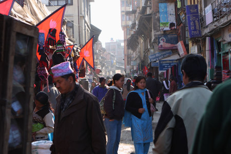 KATHMANDU, NEPAL - JANUARY 6: View of the Durbar Square, Patan January 6, 2009 in Kathmandu, Nepal. It is one of the three royal cities in the Kathmandu, a very popular spot for tourists.のeditorial素材
