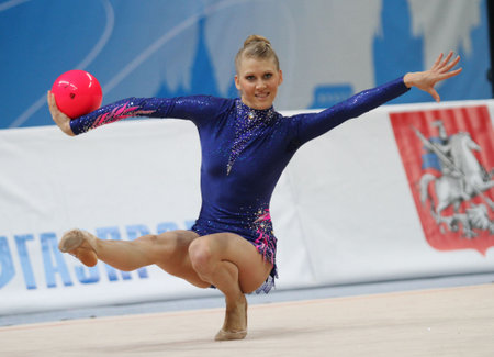 MOSCOW, RUSSIA - FEBRUARY 20: International Tournament in Rhythmic Gymnastics Grand Prix Cup champions Gazprom, February 20, 2010 in Moscow, Russia.のeditorial素材