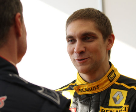 MOSCOW, RUSSIA - FEBRUARY 23: Russia racing driver, pilot of Renault F1 Team Vitaly Petrov during during the 21st traditional "Race Stars"Za rulyom", February 23, 2010 in Moscow, Russia.のeditorial素材