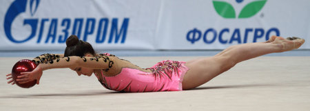MOSCOW, RUSSIA - FEBRUARY 20: International Tournament in Rhythmic Gymnastics Grand Prix Cup champions Gazprom, February 20, 2010 in Moscow, Russia.のeditorial素材