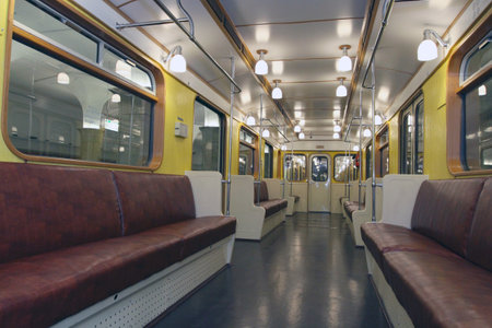 MOSCOW - MAY 15: Vintage car, replica of the first 1934 train, sets off on May 15 marking the 75th anniversary of Moscow Metro, May 15, 2010 in Moscow, Russia.のeditorial素材