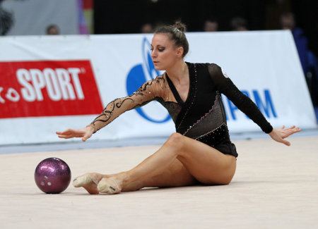 MOSCOW - FEBRUARY 20: An unidentified participant in action at International Tournament in Rhythmic Gymnastics Grand Prix Cup champions Gazprom February 20, 2010 in Moscow.のeditorial素材