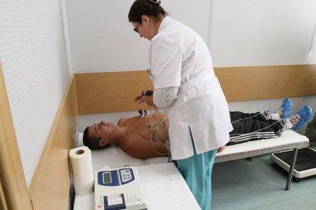 MOSCOW - JUNE 18: Conscripts from the Moscow region undergoing a medical examination at the recruitment center, June 18, 2010 in Moscow, Russia.のeditorial素材