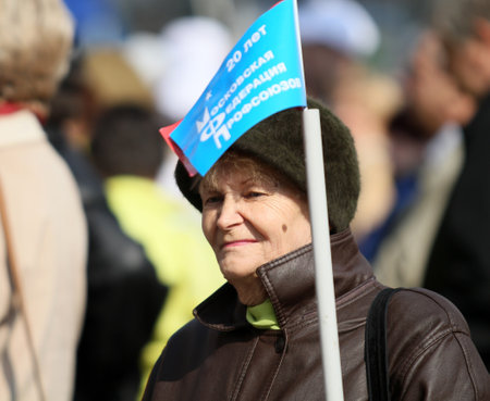 MOSCOW - MAY 1: United Russia party and government-linked trade unions take to the streets to mark...