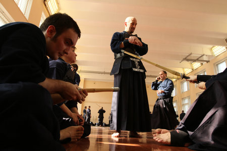 MOSCOW, RUSSIA - MARCH 25: Twenty-ninth Moscow Open Tournament on Kendo (Kyu-Cap and Dan Cap), March 25, 2010 in Moscow, Russia.のeditorial素材