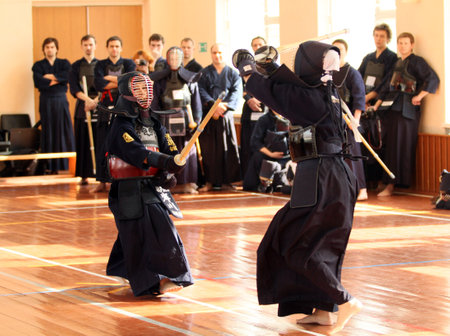 MOSCOW, RUSSIA - MARCH 25: Twenty-ninth Moscow Open Tournament on Kendo (Kyu-Cap and Dan Cap), March 25, 2010 in Moscow, Russia.のeditorial素材