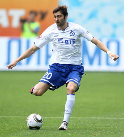 MOSCOW - JULY 3: Dynamo Moscow's midfielder Adrian Ropotan in the VTB Lev Yashin Cup: FC Dynamo Moscow vs. FC Dynamo Kyiv (2:0), July 3, 2010 in Moscow, Russia.のeditorial素材