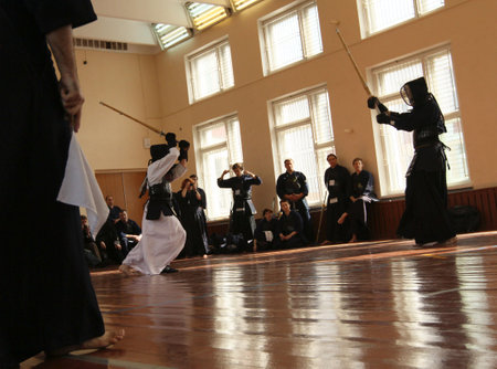 MOSCOW, RUSSIA - MARCH 25: Twenty-ninth Moscow Open Tournament on Kendo (Kyu-Cap and Dan Cap), March 25, 2010 in Moscow, Russia.のeditorial素材