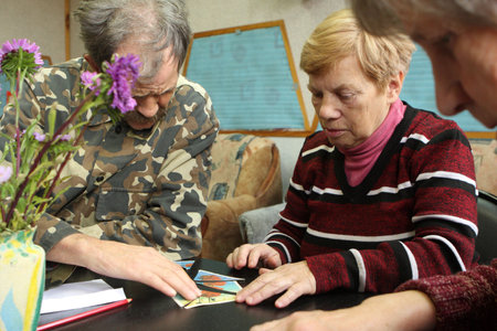 Day of Health in Center of social services for pensioners and the disabled Otrada, October 9, 2009 in Podporozhye, Russia.のeditorial素材