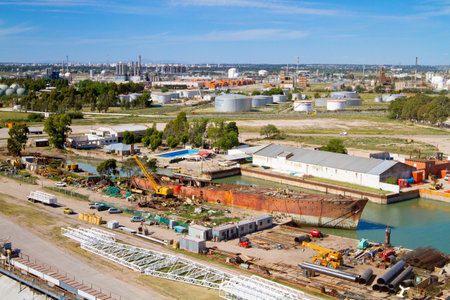 Port of Ingeniero White - now is a major trading port of Argentina, second largest and deepest port in the country, November 30, 2010 in Bahia Blanca, Argentina.のeditorial素材