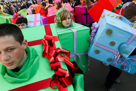People celebrated April Fools' Day on the main streets of the city, April 1, 2011 in Odessa, Ukraine.のeditorial素材