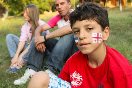 TBILISI, GEORGIA - JULY 17: Participants in Georgian Folk Art Gene Festival, traditionally festival starts in regions of Georgia and continues in Ethnographic Museum, July 17, 2011 in Tbilisi, Georgia.のeditorial素材