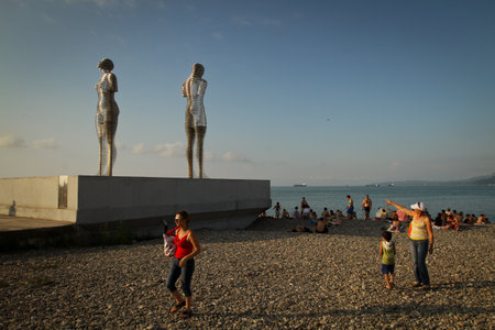 Sea port of Batumi, Georgia. Batumi is a seaside city on the Black Sea coast and capital of Adjara, an autonomous republic in southwest Georgia. のeditorial素材