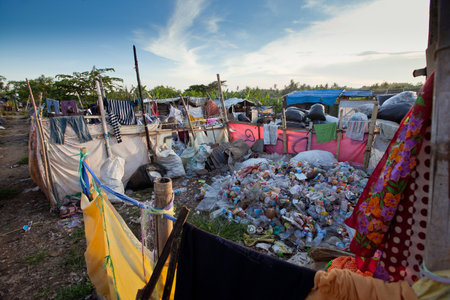 BALI, INDONESIA - APRIL 11: Waste at the dump on Bali island  on April 11, 2012 on Bali, Indonesia. Bali daily produced 10,000 cubic meters of waste.のeditorial素材