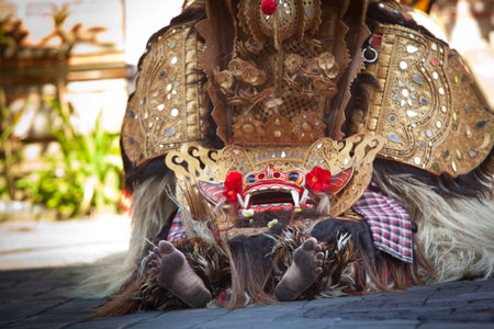 BALI, INDONESIA - APRIL 9: Balinese actors during a classic national Balinese dance Barong on April...