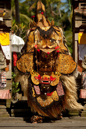 BALI, INDONESIA - APRIL 9: Balinese actors during a classic national Balinese dance Barong on April 9, 2012 on Bali, Indonesia. Barong is very popular cultural show on Bali.のeditorial素材