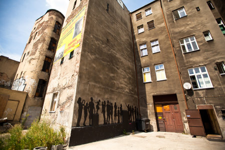 KATOWICE, POLAND - AUGUST 1: Graffiti murals by unknown artist created of the Katowice Street Art...