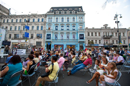 KIEV, UKRAINE - AUGUST 24: Participants of the celebration Independence Day of Ukraine in Independence Square, August 24, 2012 in Kiev, Ukraine.のeditorial素材
