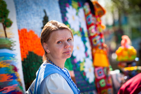 VINNICI, LENINGRAD REGION, RUSSIA - JUNE 10: Local people during celebrate the annual holiday Vepsian national culture Tree of Life (vepssk.Elo-pu), June 10, 2012 in the village Vinnici, Russia.のeditorial素材